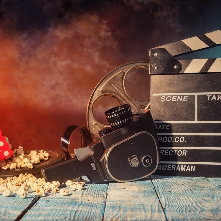 retro film production accessories still life.
