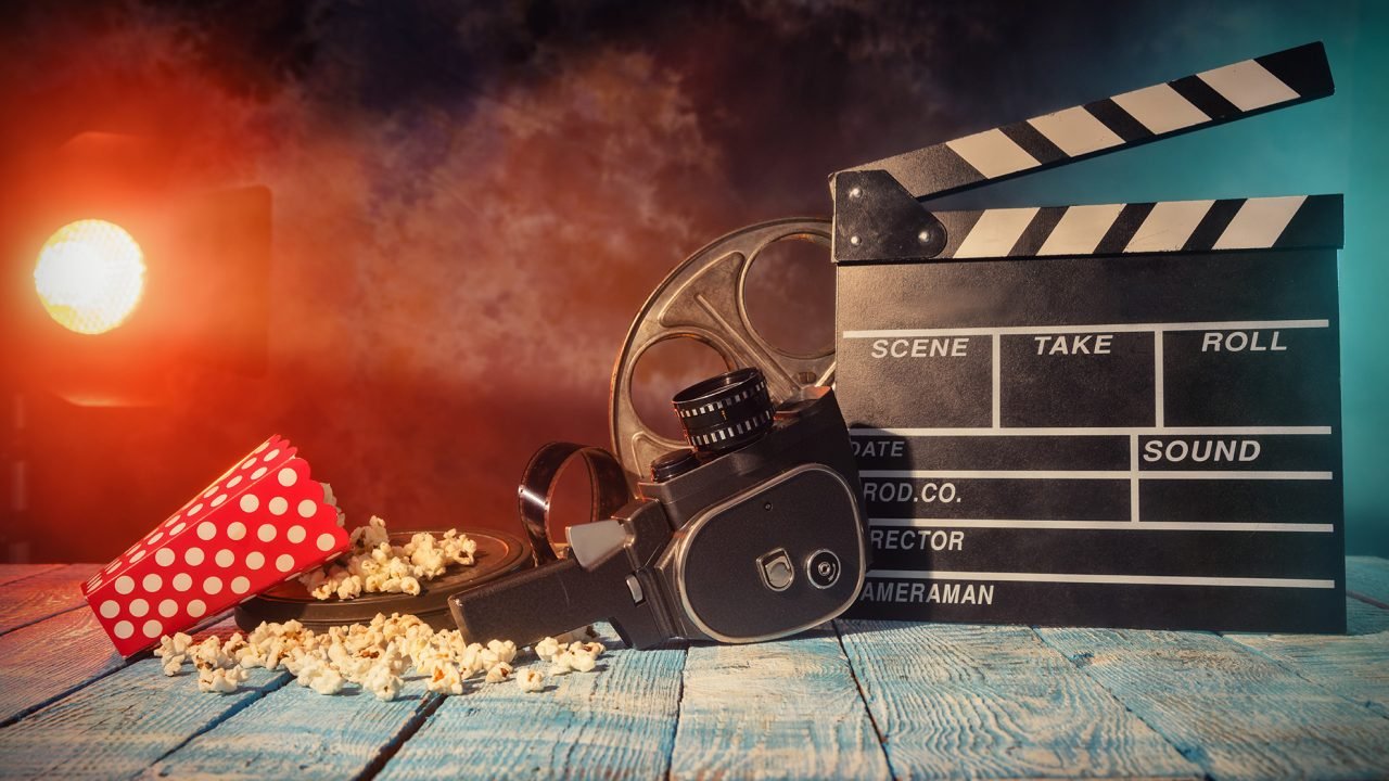 retro film production accessories still life.
